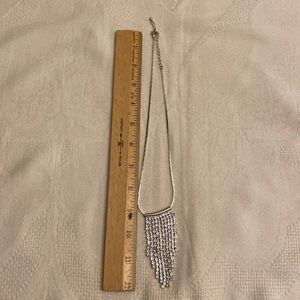 Silvertone vintage hanging “curtain” crystal necklace. Adjustable. About 16 in